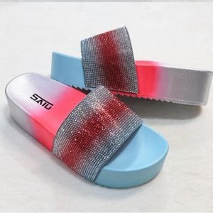 Women's Bleu&Pink Sequin High Platform Sandals
